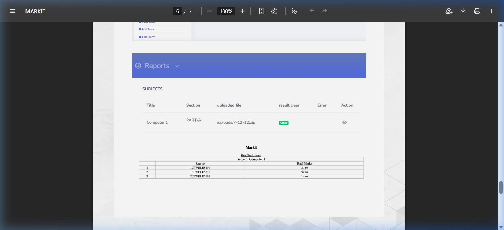 Sample Detailed Exam Report